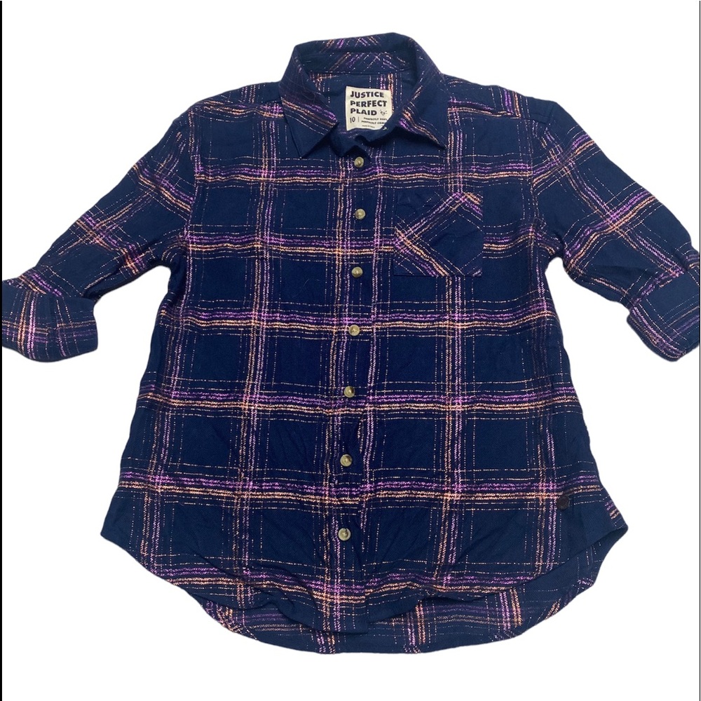 Justice Plaid Button Up shirt